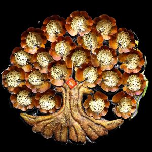 Metal Decorative 3D Brown @Golden wish Tree Wall Hanging Art Decor sculpture with back Led Light